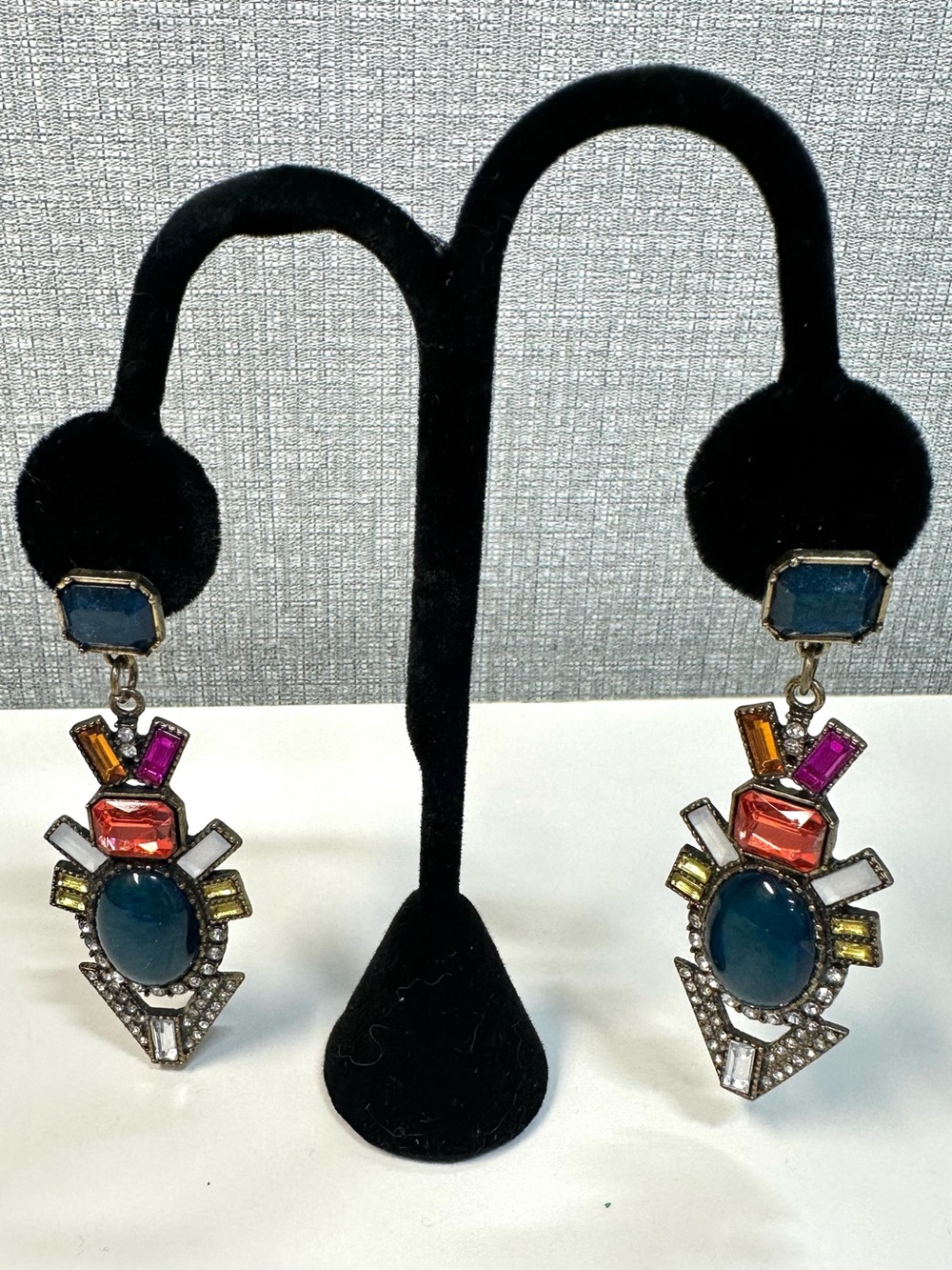 BaubleBar Colorful Statement Drop Earrings Geometric Crystal Glam